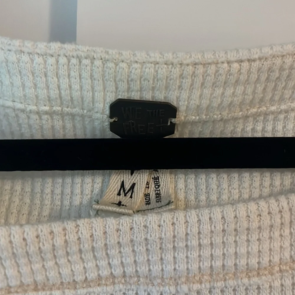 We The Free Waffle Knit Blouse with Fancy Baggy Sleeves- Size M - Picture 3 of 4